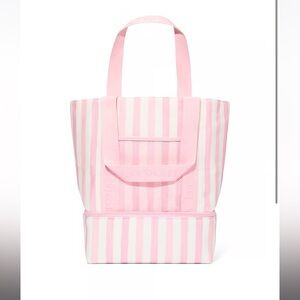 NWT VICTORIA’S SECRET Insulated Cooler Beach Tote Pink White Stripe Bag